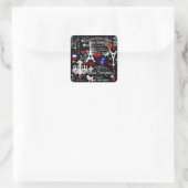 Moderne französische schwarze Collage Quadratischer Aufkleber (Tasche)