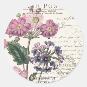 moderne französische Vintage-Blumen Runder Aufkleber