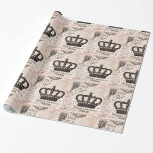 moderne französische vintage shabby chic krone geschenkpapier