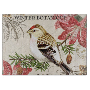 moderne französische Vintage-Wintervögel Schneidebrett