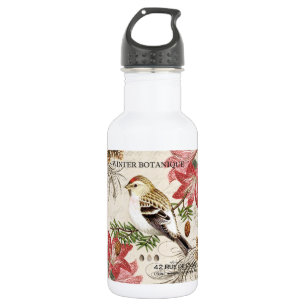 moderne französische Vintage-Wintervögel Trinkflasche