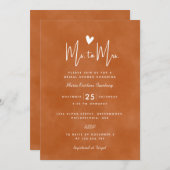 Moderne Frau an Brautparty Burnt Orange Einladung (Vorne/Hinten)