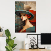 Moderne Frau in Hut Poster (Heimbüro)
