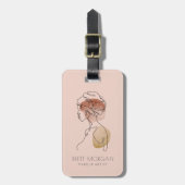 Moderne Frau Makeup Artist Blush Pink Gepäckanhänger (Vorderseite vertikal)