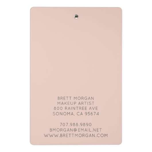 Moderne Frau Makeup Artist Blush Pink Mini Klemmbrett (Rückseite)