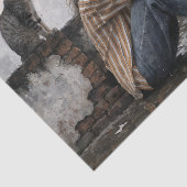 Moderne Frau mit Barett und Decoupage Katze Seidenpapier (Ausschnitt)