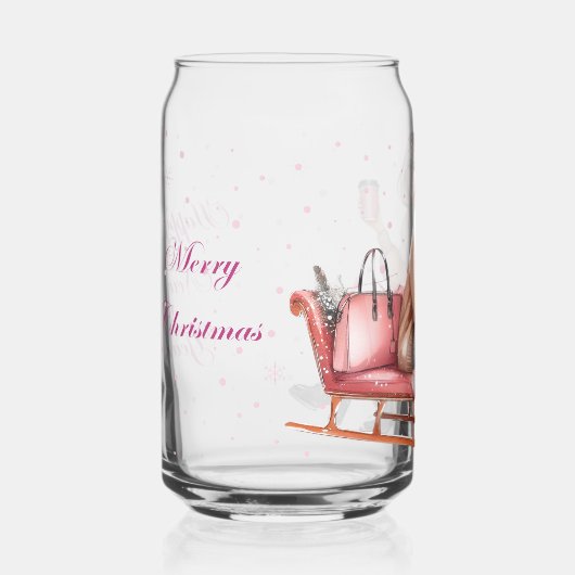 Moderne Frau zu Weihnachten in Sleigh Dosenglas (Vorderseite)