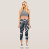 Moderne Frauen rustikal blau & grau Capri Leggings (Vorderseite)