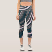 Moderne Frauen rustikal blau & grau Capri Leggings (Vorderseite)