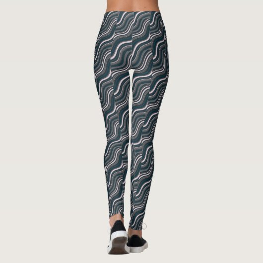 Moderne Frauen rustikal blau & grau Leggings (Rückseite)