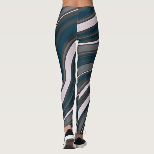 Moderne Frauen rustikal blau & grau Leggings (Rückseite)