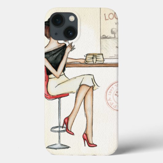 Moderne Frauen-trinkender Wein Case-Mate iPhone Hülle (Rückseite)