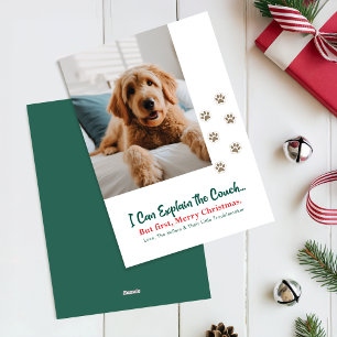 Moderne freche lustige Hunde-Foto-Weihnachten Feiertagskarte