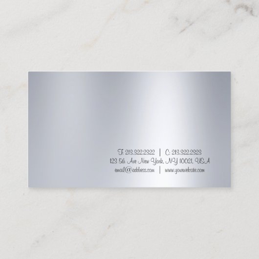 Moderne Freehand Script Silver Look Minimalistisch Visitenkarte (Rückseite)