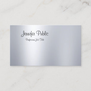 Moderne Freehand Script Silver Look Minimalistisch Visitenkarte