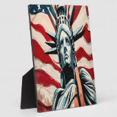 Moderne Freiheitsstatue mit amerikanischer Flaggen Fotoplatte (Seite)