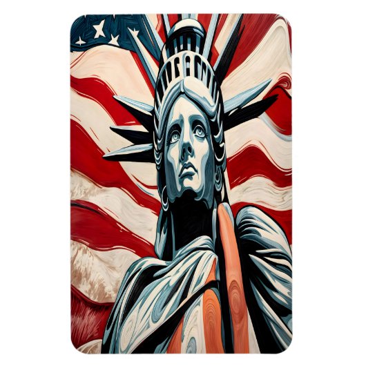 Moderne Freiheitsstatue mit amerikanischer Flaggen Magnet (Vertikal)
