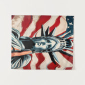 Moderne Freiheitsstatue mit amerikanischer Flaggen Wandteppich (Vorderseite (Horizontal))