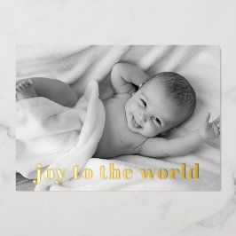 Moderne Freude am World Baby Foto Gold Folien Feiertagskarte