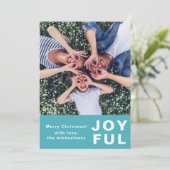 Moderne Freude Blue Two Foto Feiertagskarte (Stehend Vorderseite)