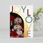 Moderne Freude & Liebe Foto Folien Feiertagskarte (Stehend vorne)