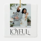 Moderne Freude Verheiratet Neuvermählte frohe Weih Keramikornament (Rückseite)