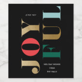 Moderne Freude Weihnachtsfeiertag Weinetikett (Einzelnes Label)