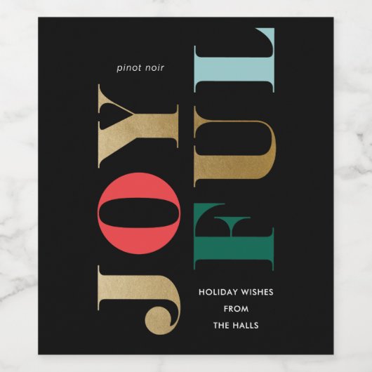 Moderne Freude Weihnachtsfeiertag Weinetikett (Einzelnes Label)