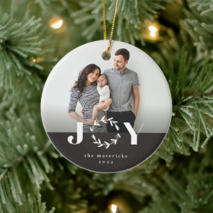 Moderne Freuden-Kranz-Foto-Feiertags-Weihnachten Keramik Ornament