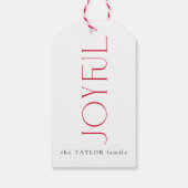 Moderne, freudvolle Typografie Roter Weihnachtsfei Geschenkanhänger (Rückseite)