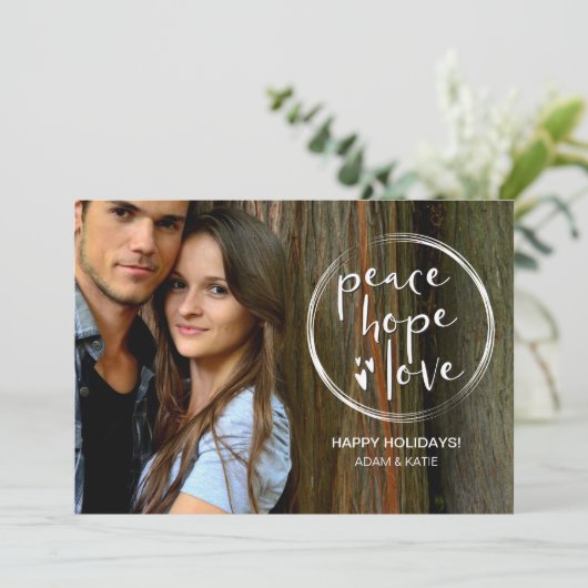 Moderne Friedenshoffen Liebe Foto Weihnachten (Stehend Vorderseite)