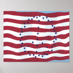 Moderne Friedenszeichenposter der USA-Flagge Poster