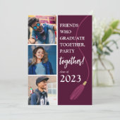 Moderne "Friends" Graduiertenparty FotoCollage Einladung (Stehend Vorderseite)
