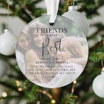 Moderne "FRIENDS" sind das beste Foto Weihnachten  Ornament<br><div class="desc">Freunde sind genauso wichtig wie Familie! Lass deinen Bestien wissen, wie viel sie dir gemein mit diesem wunderschön gestalteten 2 Foto Weihnachtsschmuck. Mit 2 Ihrer Lieblingsfotos, einem weißen Overlay, dem Text "Friends are the Best", Namen/s und einem süßen Zitat. Der gesamte Text kann mithilfe der bereitgestellten Vorlage leicht angepasst werden....</div>