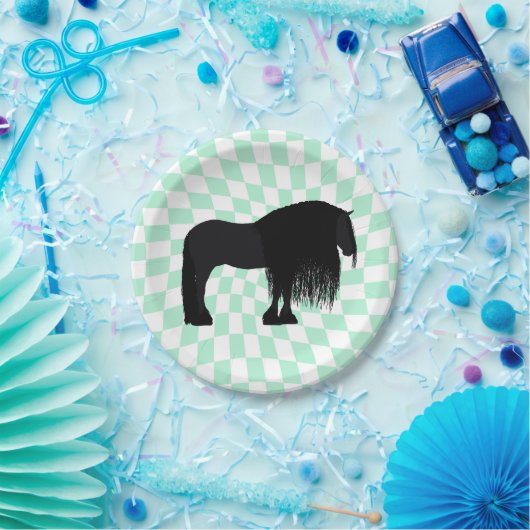 Moderne Friesian Horse Illustrated Pappteller (Party)