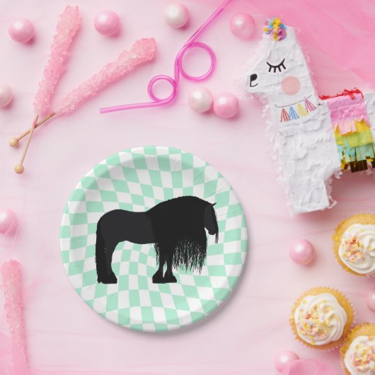 Moderne Friesian Horse Illustrated Pappteller (Party)