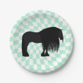Moderne Friesian Horse Illustrated Pappteller (Vorderseite)