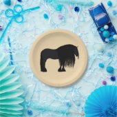 Moderne Friesian Horse Illustration Beige Pappteller (Party)