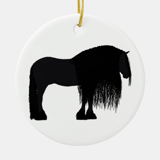 Moderne Friesian Horse Illustration Keramik Ornament (Vorne)