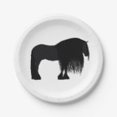 Moderne Friesian Horse Illustration Pappteller (Vorderseite)
