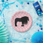 Moderne Friesian Horse Illustration Pink Karos Pappteller (Party)