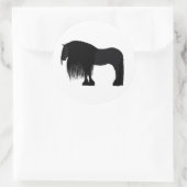 Moderne Friesian Horse Illustration Runder Aufkleber (Tasche)