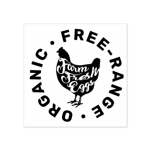 Moderne Frische Eier Typografie Hühner Gummistempel (Prägung)