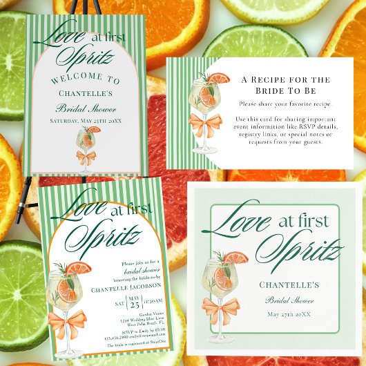 Moderne frische Liebe im ersten Spritz-Brautparty Einladung