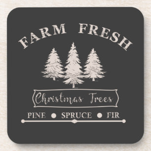 Moderne frische Weihnachts-Tannenbäume auf dem Bau Getränkeuntersetzer
