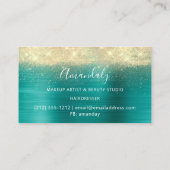 Moderne Friseur Coiffeur Schere Aquamarin Gold Visitenkarte (Rückseite)