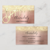 Moderne Friseur Coiffeur Schere Gold Rose Visitenkarte (Vorne/Hinten)