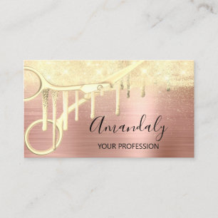 Moderne Friseur Coiffeur Schere Gold Rose Visitenkarte
