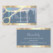 Moderne Friseur Coiffeur Schere Smoky Blau Visitenkarte (Vorne/Hinten)