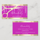 Moderne Friseur Coiffeur Schere Tropfen Pink Visitenkarte (Vorne/Hinten)